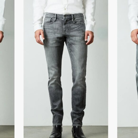 FRAME Men's Gray Black L'homme Slim Fit Jeans, Bedwell In Badlands Size 32 Short - Picture 1 of 12